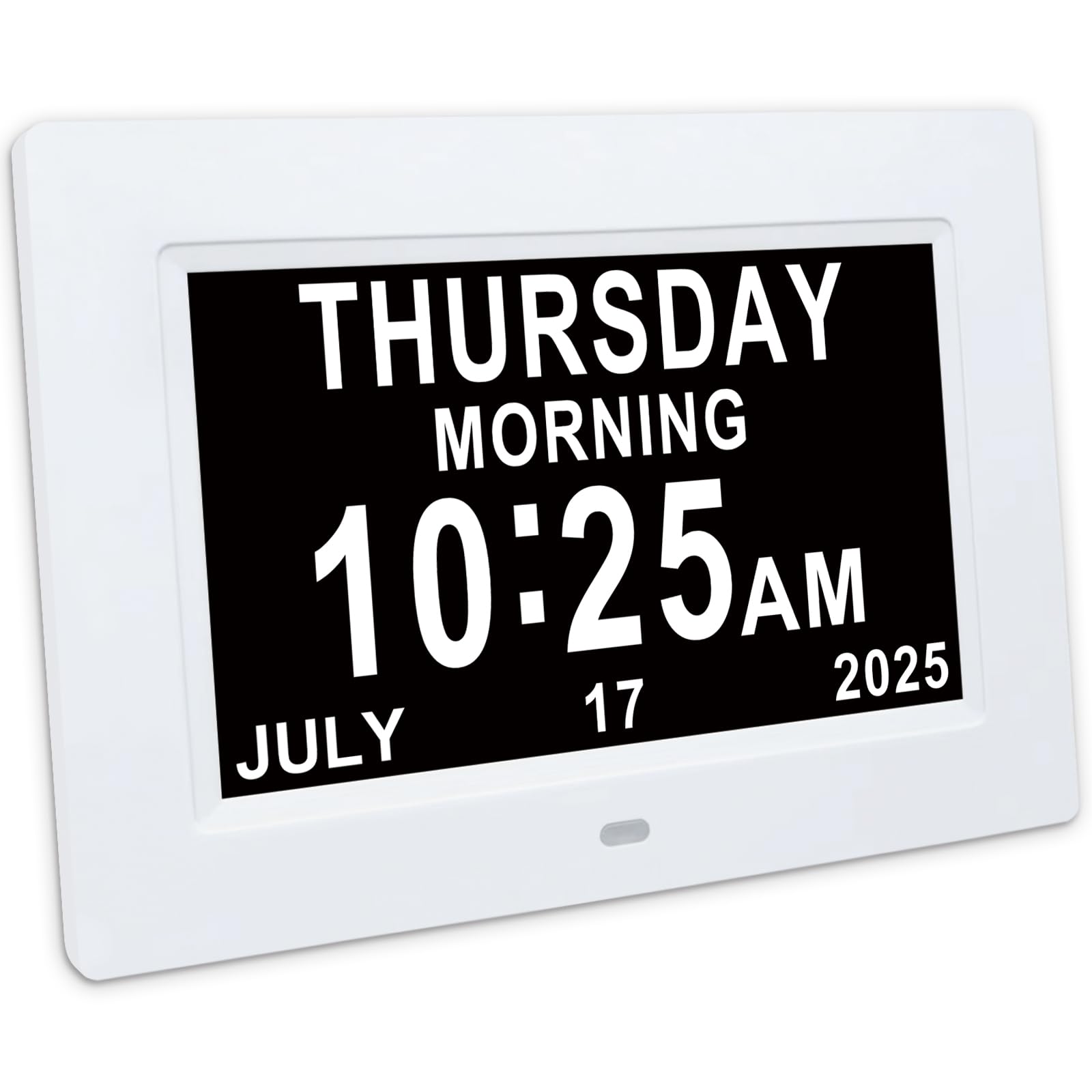 Dementia Clock.Large-Size Display.Digital Calendar Clock with Day and Date.12 Alarms and 5 UI Interfaces.Wired Power Supply Clocks.（7 Inch White）