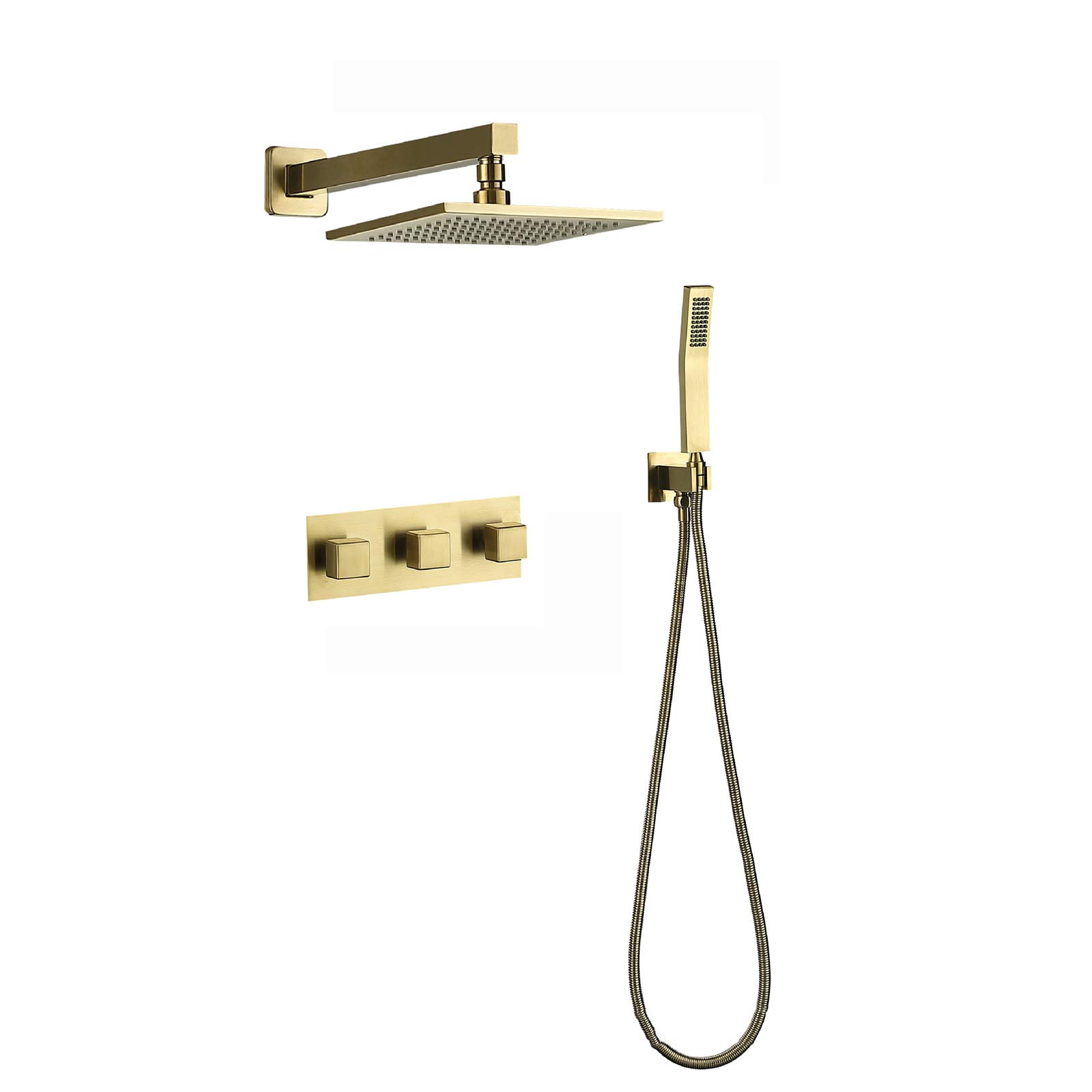 Système de douche complet avec mitigeur laiton et tête de douche effet pluie 8 pouces