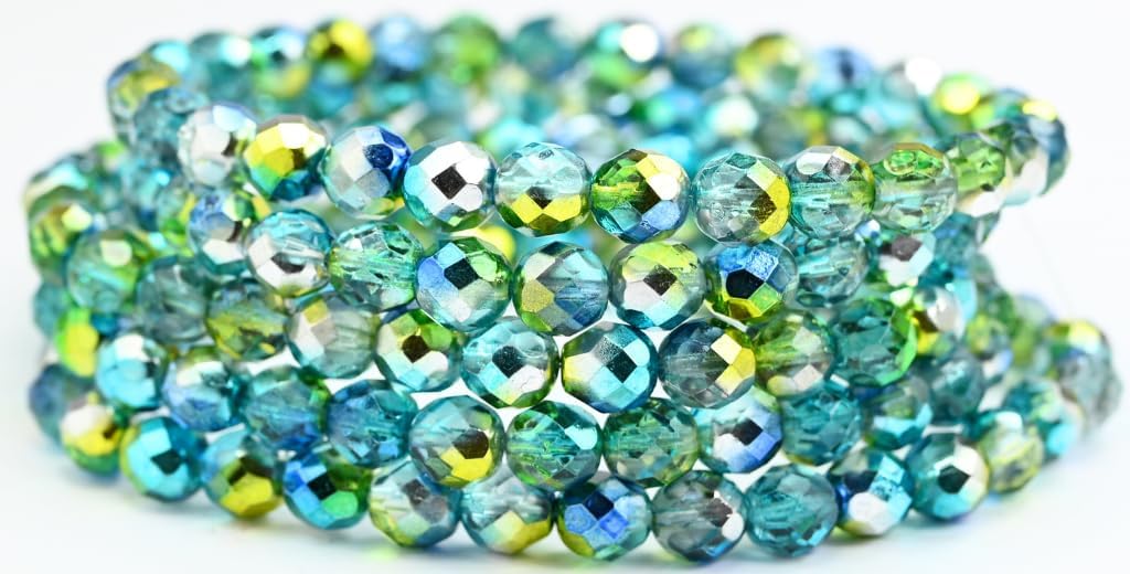Fire Polished Round Faceted Beads, 543003 (543003), 8 x 8 mm, Glass, Czech Republic