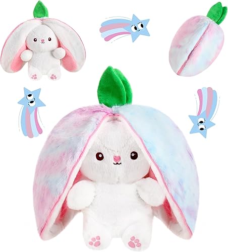 Miniatura 14 de MIAODAM Peluche de Conejo de Pascua, Conejo de Zanahoria y Fresa de Peluche se Convierte en Muñeco de Conejo de Fruta, Peluches Juguete Divertido