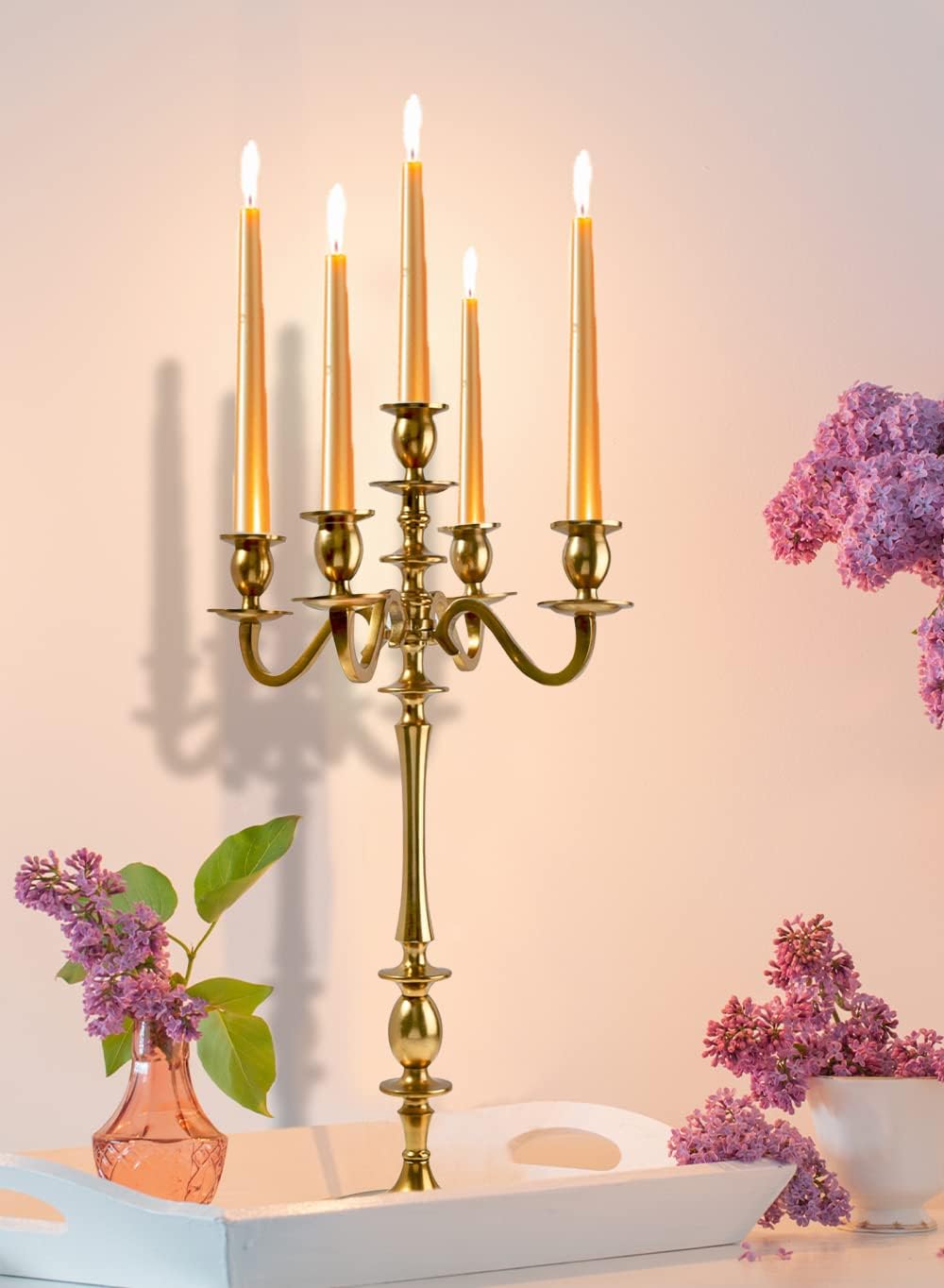 Serene Spaces Living Classic Gold Candelabra, Wedding or Party Centerpiece, Measures 25.75” Tall, 7” Wide and 11.5” in Diameter - Image 2
