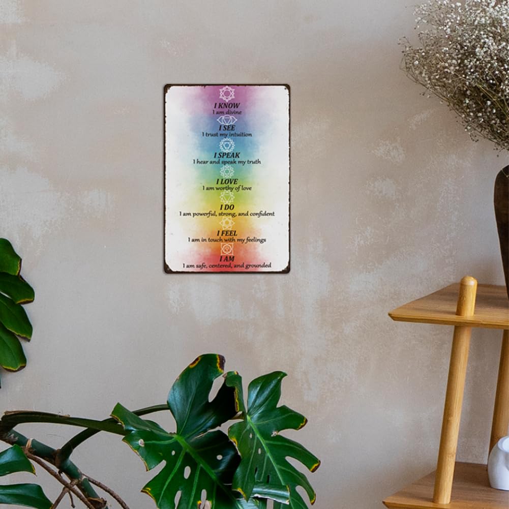 Albero Chakra Targa In Metallo Per Amanti Della Meditazione Dei Chakra, 30,5 X 20,3 Cm, Stile Vintage, Divertente, Decorazione Da Parete, Idea Regalo Carte Yoga