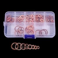 Vista 8 de Arandela de cobre de 100 piezas, junta de cobre M4-M14, kit surtido de arandelas planas, M4/M5/M6/M8/M10/M12/M14 para tapones de sumidero