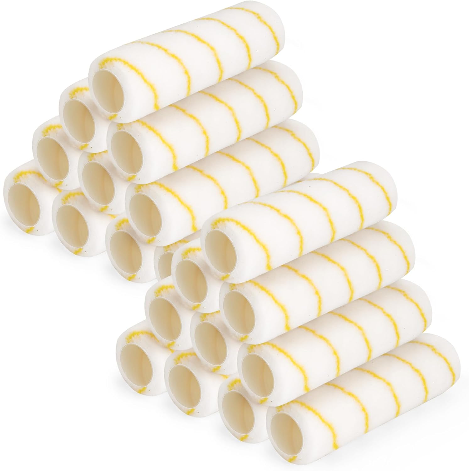 20 Pcs 9 Inch Paint Roller Covers, Microfiber Cover for Paint Rollers, 1/2 Inch Nap Dense Paint Roller Covers Yellow Stripes for Painting Walls Ceilings