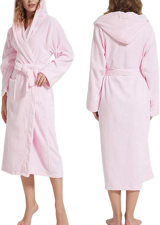 Men's Long Dressing Gown Winter Hooded Cotton Thick Towel Warm Cotton Bath Robe Hotel Spa Soft