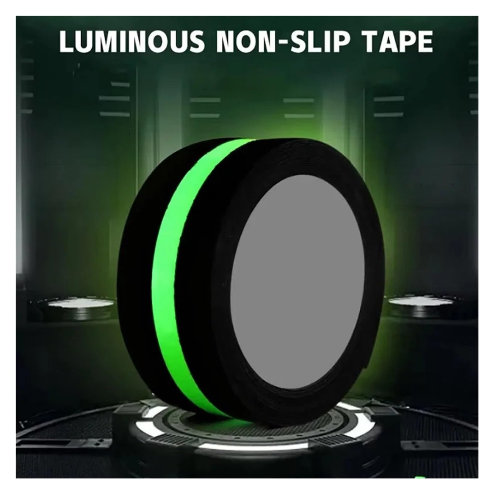 2 Rollen 5 cm x m selbstklebendes Anti-Rutsch-Klebeband | Im Dunkeln leuchtendes grünes Streifen-Reibungsschleifmittel for Treppenstufen und Stufen im Innen- Außenbereich für Treppenstufen(Green)