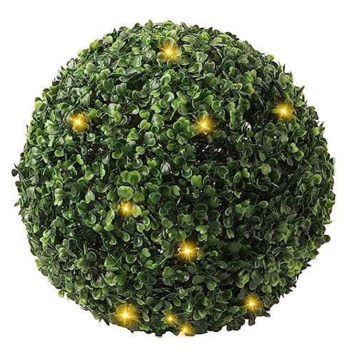 URMAGIC Artificial Boxwood Topiary Ball with LED Light,19 Inch Lighted