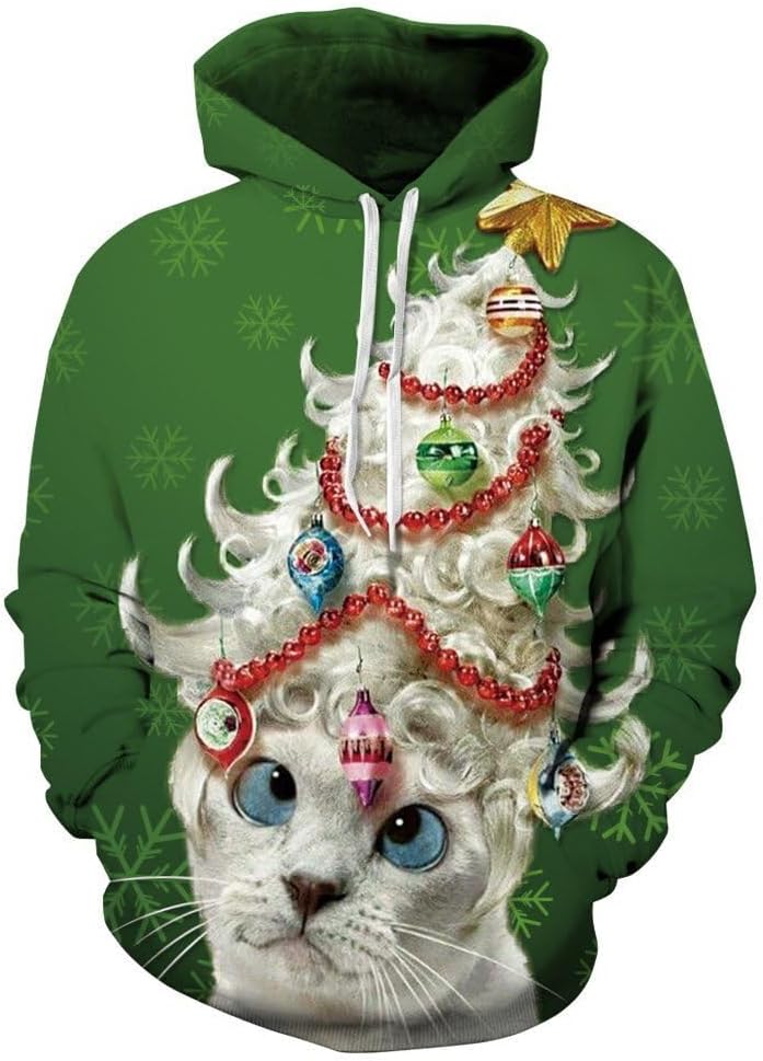 Gloria&Sarah Ugly Christmas Sweaters Sweatshirt Outfits for Women Men Funny Shirts Tops 3D Cute Hoodie Pullover