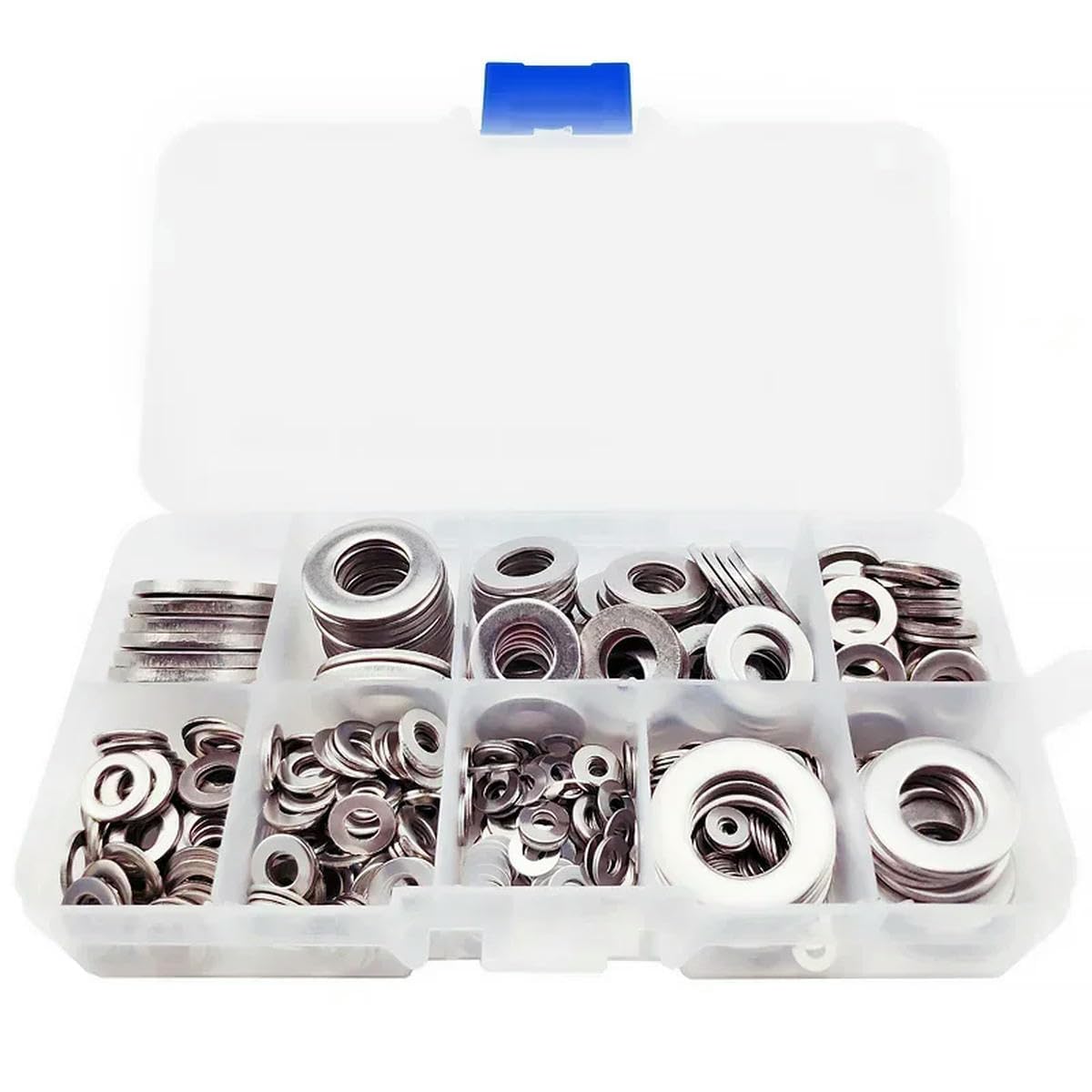 580 unids/caja M2 M2.5 M3 M4 M5 M6 M8 M10 M12 Junta Arandela de oblea plana Acero inoxidable 304-5 CAJAS-junta