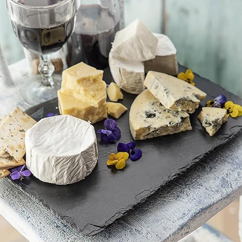 Miniatura 2 de Paquete de 6 tablas de quesos de pizarra de 13 x 5.5 para aperitivos de carne de queso, sushi y frutas, pizarra para grabado láser, para cena de