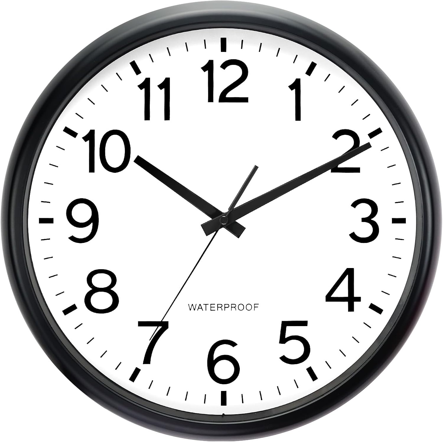 40cm Sealed Outdoor Garden Clocks Waterproof, Durable Silent Non-Ticking Battery Operated Quartz Wall Clock for Garden, Patio, Pool, Bathroom, Home (Black)