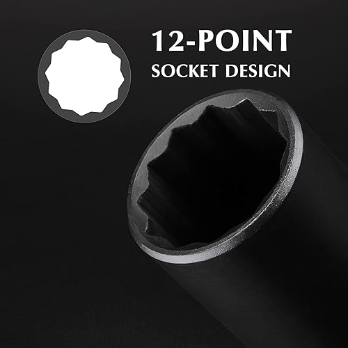 Miniatura 3 de EMENTOL 4 piezas de 12 pulgada de juego de llaves de impacto profundo, CR-MO, 12 puntos, métrico, juego de llaves de impacto profundo de eje de