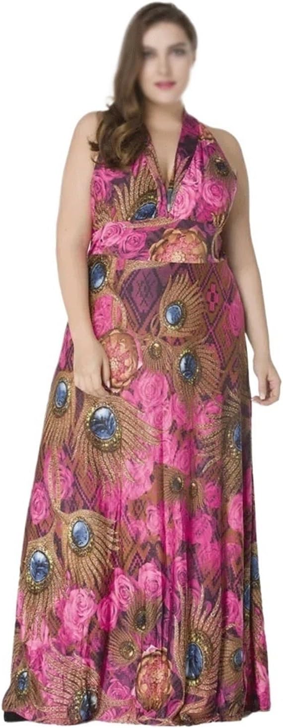 JSEIAJB Beach Skirt Large Size V-Neck Ice Silk Long Skirt Women's Dresses