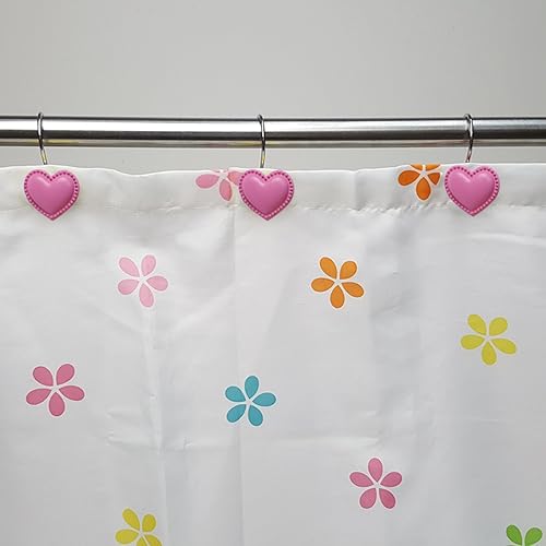 Miniatura 6 de Ganchos decorativos para cortina de ducha en forma de corazón, resistentes a la corrosión, paquete de 12 unidades (corazón rosa oscuro)