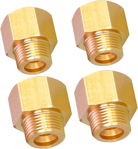 Accesorio de tubería de latón, adaptador AOPANDA Reducer, tubo macho de 14 pulgadas x tubo hembra de 12 pulgada (paquete de 4)