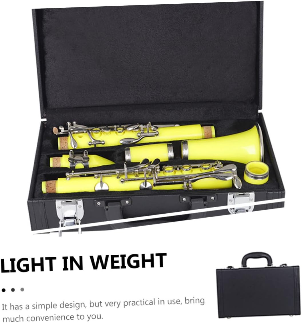 YARNOW Black Shockproof Clarinet Case Padded Lining for Secure Instrument Storage Stylish Hard Clarinet Bag for Musicians The Go