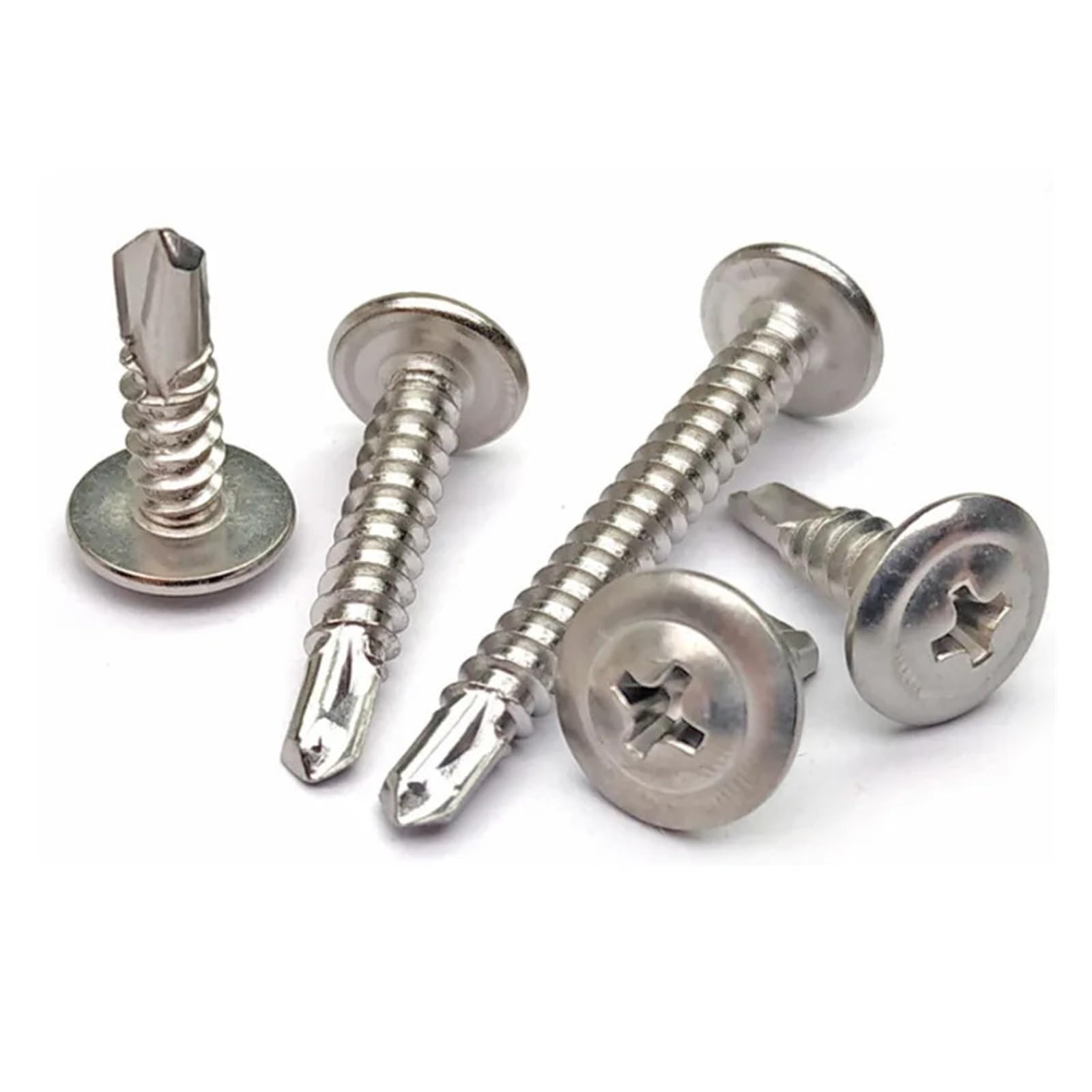 Viti autofilettanti con rondella Phillips in acciaio inossidabile da 20/200 pezzi, kit di assortimento hardware di fissaggio autoperforante a testa piatta ad alta resistenza(200pcs,25mm)