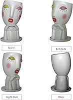 Vista 6 de Macetas de cara para plantas de interior y exterior, jarrón único de cabeza blanca para mujer, macetas decorativas para mujer, jarrones de cara