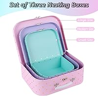 Vista 5 de Eazy2hD Paperboard Suitcases, Set of 3 Decorative Storage Boxes Gift Boxes With Lids for Photo Storage Home Decoration, Birthday, Weddings