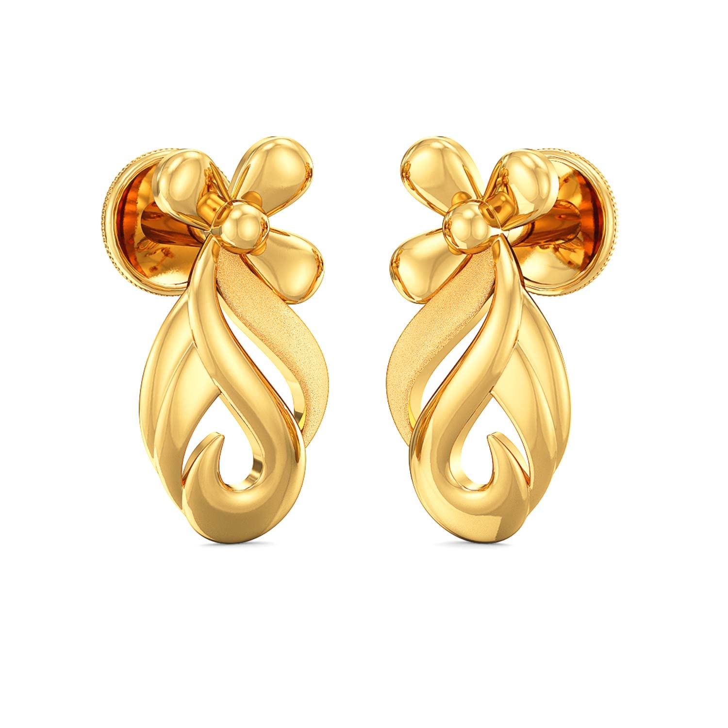 22KT Yellow Gold Stud Earrings for Girls-image-23