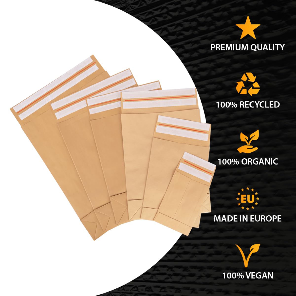 verpacking 50 tasche pieghevoli, 570 x 450 x 100 mm, con fondo adesivo, doppia chiusura adesiva e filo
