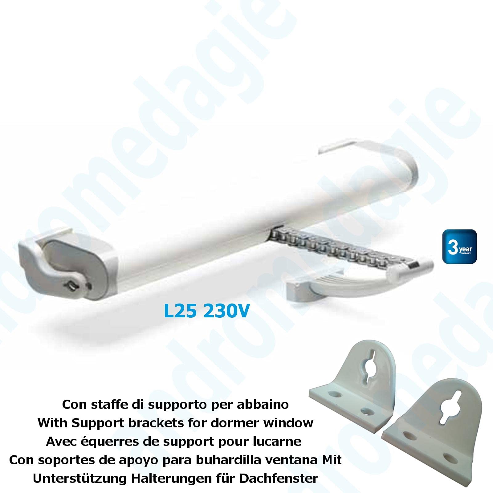 Liwin 250 N 230 V Blanc + Supports de support pour Babine Blanc
