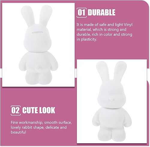 Miniatura 9 de Zerodeko 2 piezas de pintura de tu propio conejito banco de dinero blanco conejo alcancía, banco de monedas, tarro de ahorro de dinero, manualidades