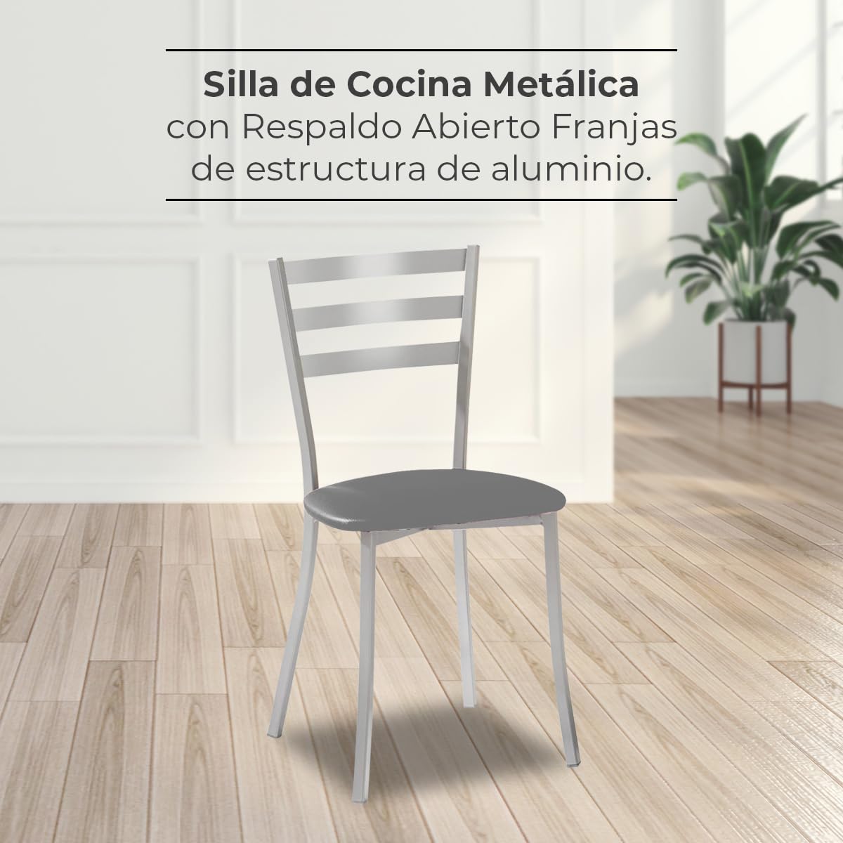 ASTIMESA Dos Sillas de Cocina con Motivos geométricos y Asiento Grafito Estructura de Aluminio Grafito
