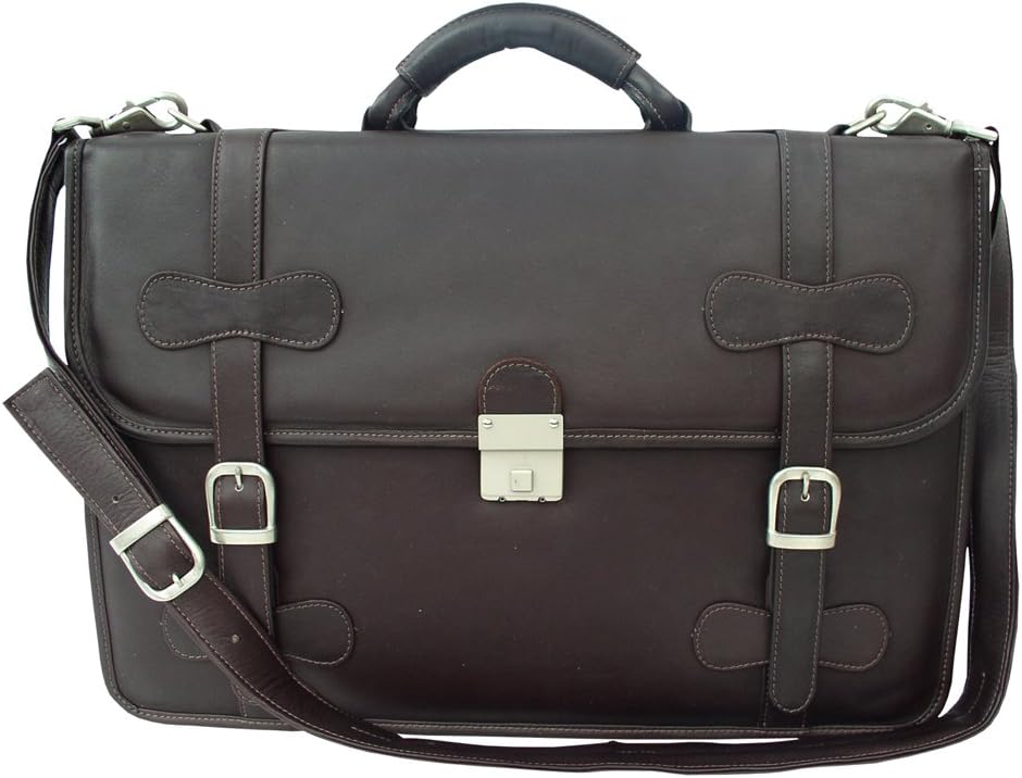 Piel Leather XXL Flap-Over Portfolio, Black, One Size