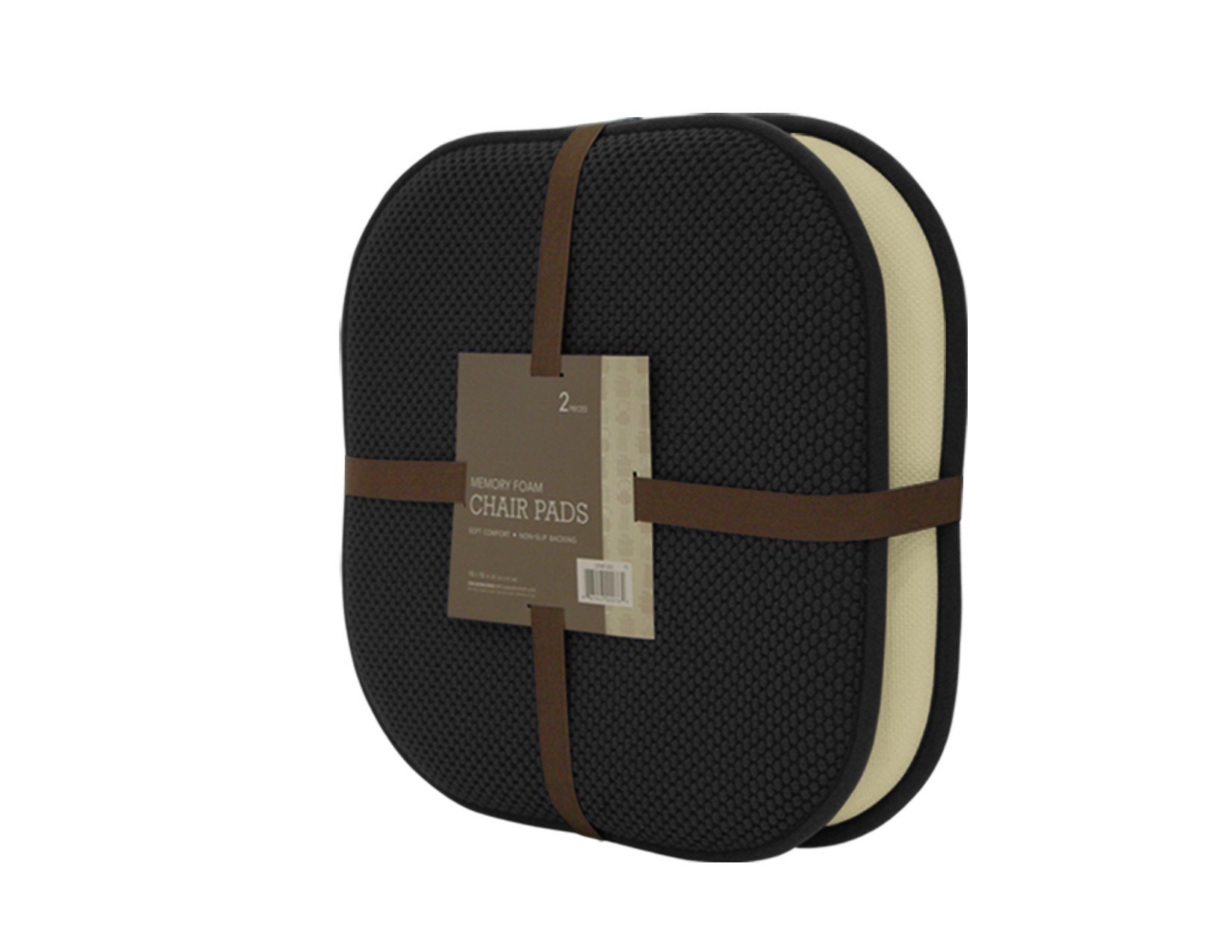 GoodGram 2 Pack Non Slip Ultra Soft Chenille Premium Comfort Memory Foam Chair Pads/Cushions - Assorted Colors (Black)