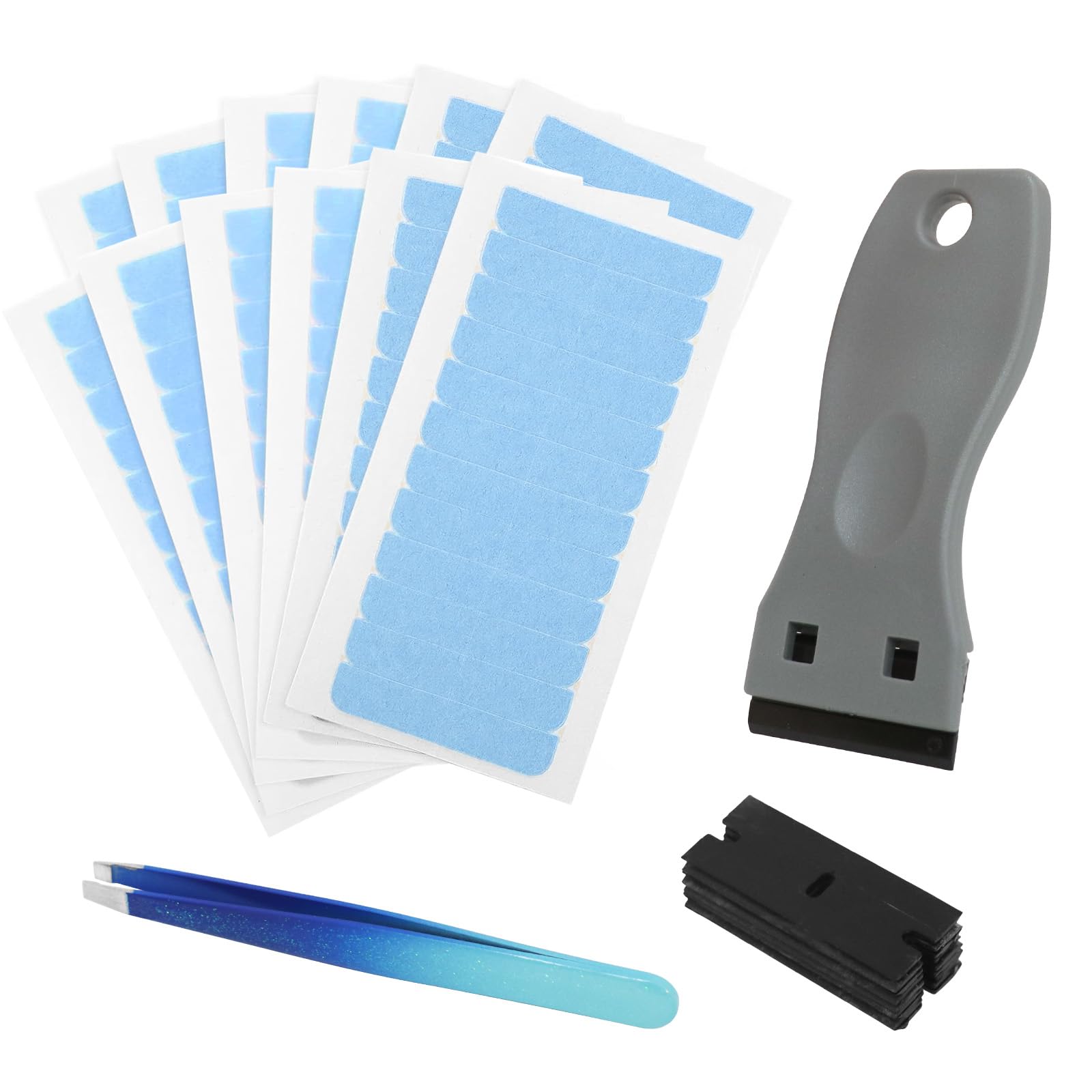 YTOOK 144Pcs Hair Extension Tape with Scraper and Tweezers, Double-Sided Adhesives Tape for Hair Extensions Beard, Toupees