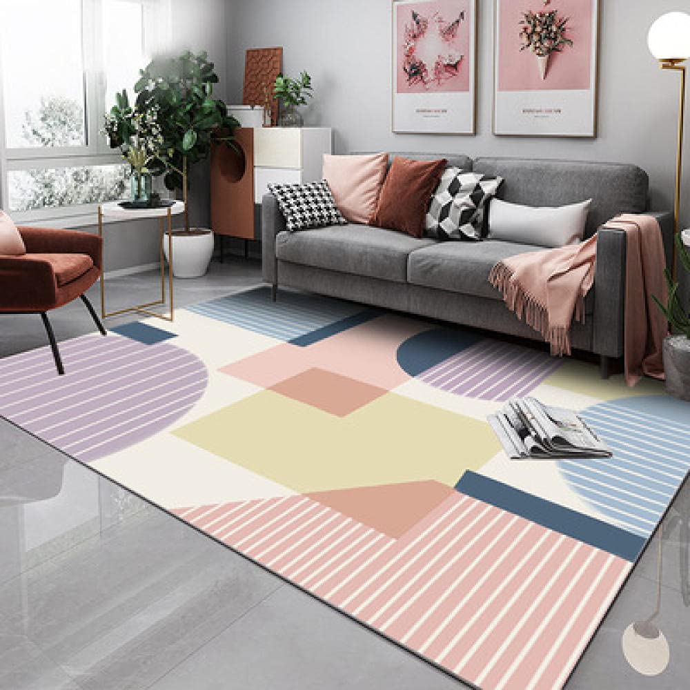Tapis de maison rose doux grand format 160x280 pour salon cocooning