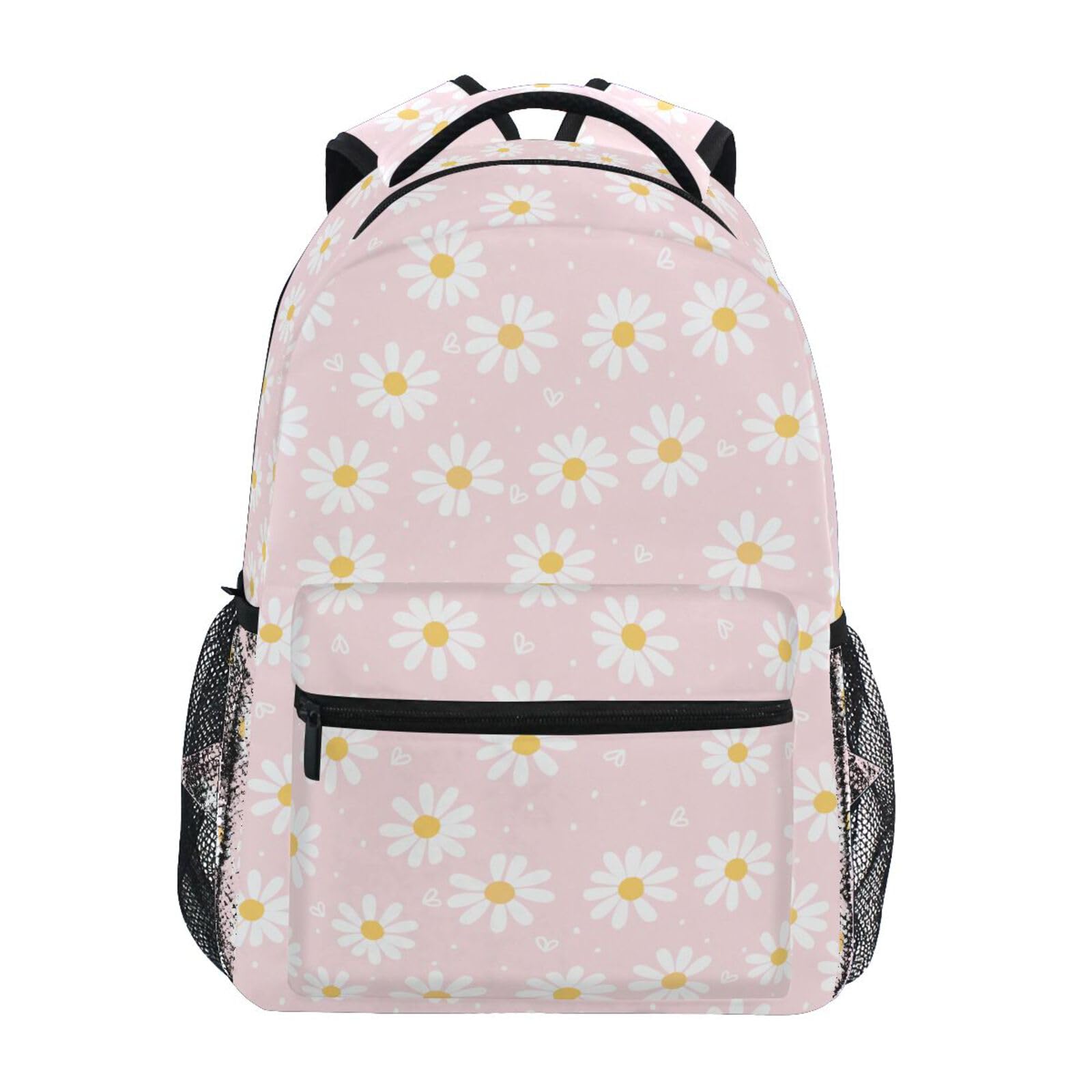 WIHUKUY Pink Daisy Flower Kids Backpacks for Girls Boys Teenager,BookBags Back to School Bag,Lightweight Travel Daypack Laptop Backpack,Elementary