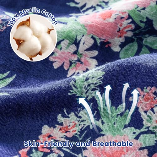 Image of david's kids 4 Pack Baby Muslin Swaddle Blankets,100% Cotton and Ultra Soft Breathable Receiving Blanket Wrap for Girls, New Born Essentials, Large 47 x 47 inches, Floral Flowers /Pink