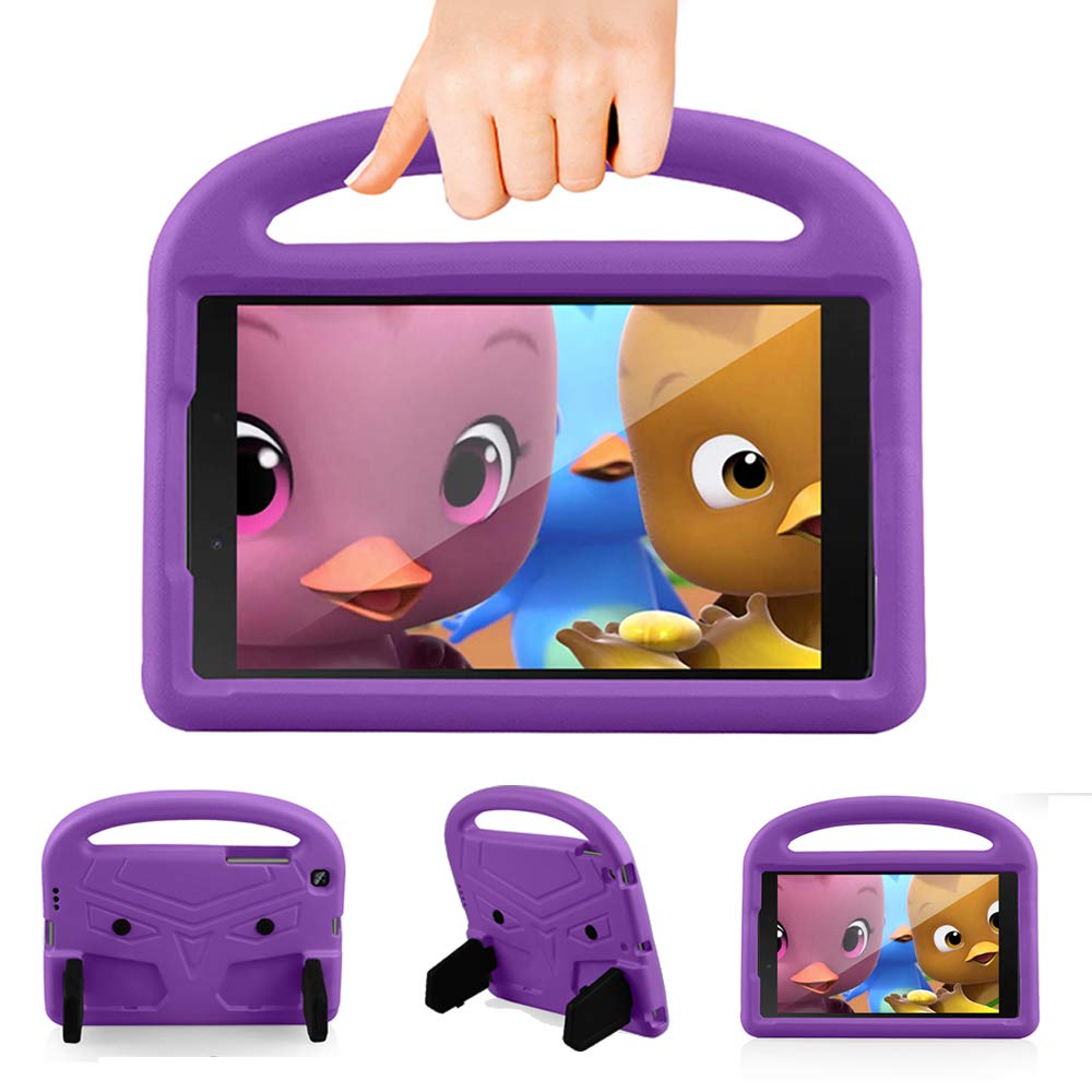 Kids Case for Galaxy Tab A 8.0 2019 (SM-T290/SM-T295), CASZONE Durable Shockproof Lightweight Screen Protector/Handle/Folding Kickstand Protective Cover for Samsung Galaxy Tab A 8.0inches, Purple