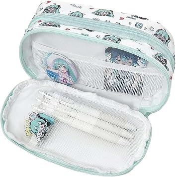 Netavantaj Kawaii Anime Miku Tasarımlı Kalem Kutusu, Fermuarlı, 2 Bölmeli, 23x8x3.5 cm