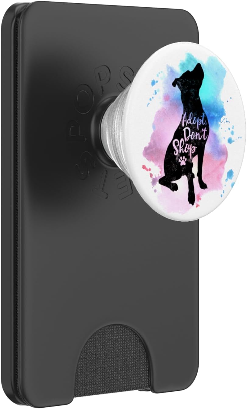 Pitbull Adopt Don't Shop Watercolor Paw Print Dog Mom Lover PopSockets PopWallet for MagSafe