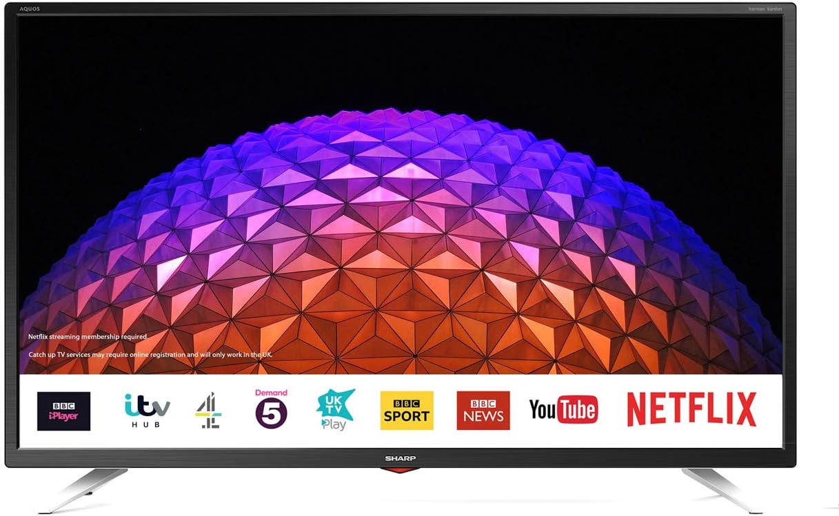 SHARP 2T-C32BG3KG2FB 32 Inch Full HD LED Smart TV with Freeview Play, 3 x HDMI, 2 x USB, Scart, USB Record Black [Energy Class A+]
