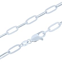 Nuragold 14k Real White Gold 4mm Paperclip Chain Cable Link Necklace