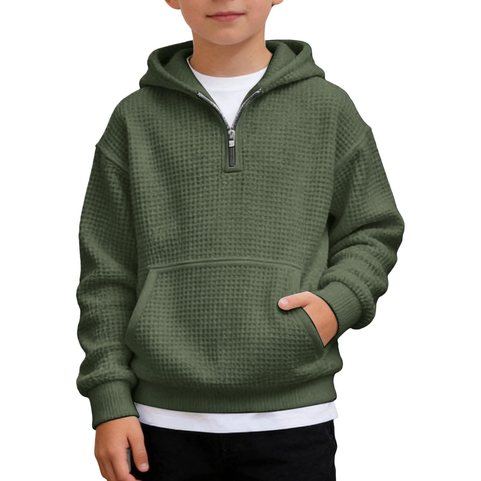 Sweat à capuche zippé garçon pull décontracté en polaire