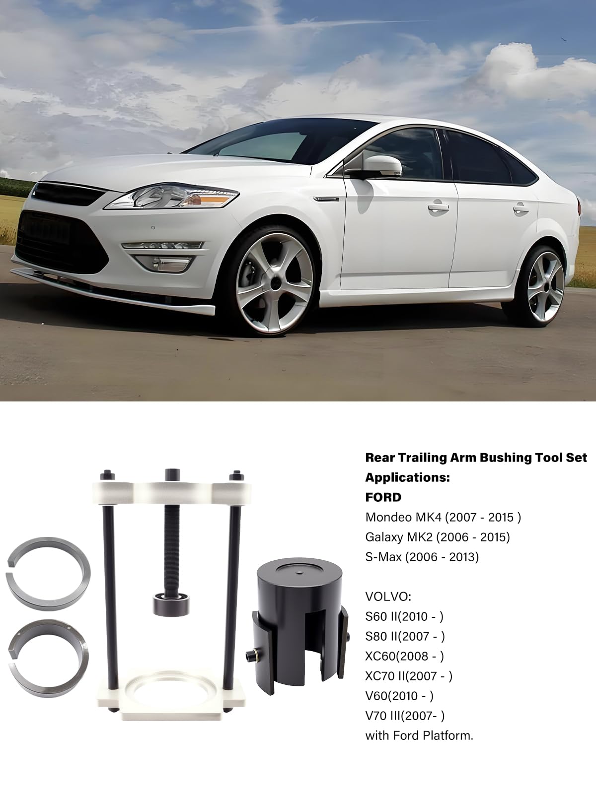 Hinterachsbuchsen Querlenkerbuchsen Werkzeugset mit Längslenker Silentlager Werkzeug für Ford Mondeo MK4 S-MAX Galaxy (ab 2006), Volvo S60/S80/V70/XC60/XC70/V60