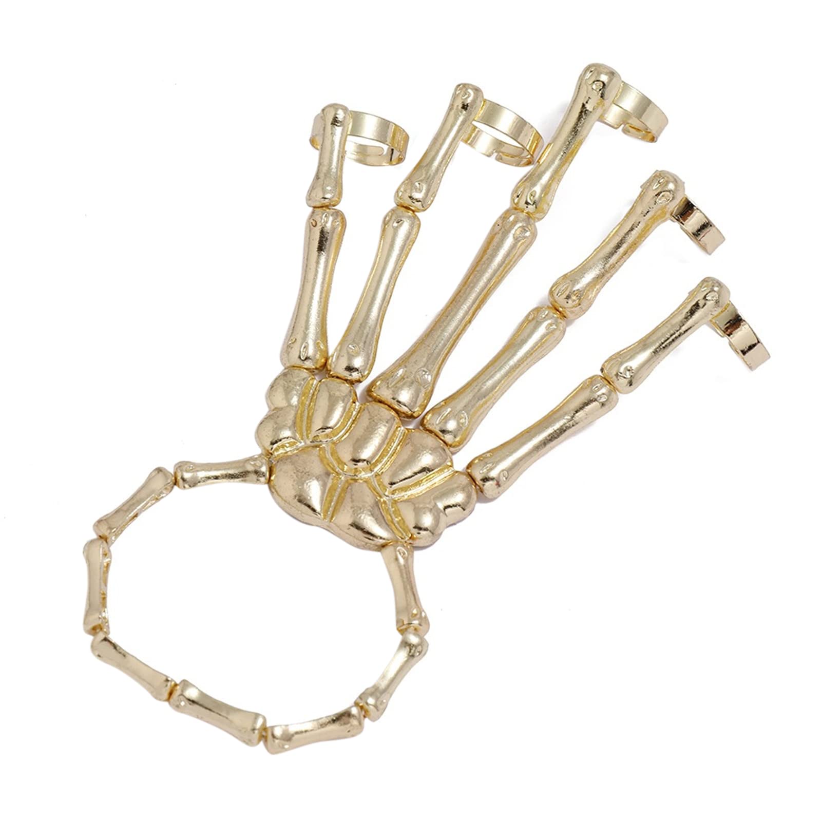 Gold Wristband Skull Fingers | Metal Hand Bracelets With Rings,Joint Bracelet Knuckle Armour Full Fingers Rings For, Cosplay, Stage Performance