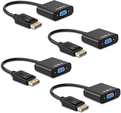 Ankey - Adaptador de puerto de pantalla a VGA, 4 unidades, chapado en oro, convertidor DisplayPort a VGA (macho a hembra) para ordenador,
