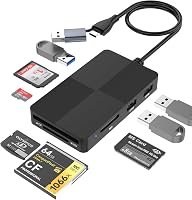 Rocketek 8 az 2-ben USB-C/USB 3.0 Kártyaolvasó - SD/TF/CF/XD/MS Memóriakártya Adapter, 3 USB Porttal, 2TB Kapacitásig, Windows/Mac/Android K 1