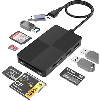 USB C USB 3.0 Multi Card Reader 8 in 2 SD Card Reader Hub Adapter for SD/TF/CF/XD/MS/Micro SD/USB 3.0 Reading 8 Ports for SDXC SDHC CFI Micro SDXC/SDHC MS MMC UHS-I for Windows/Mac/Linux/Android