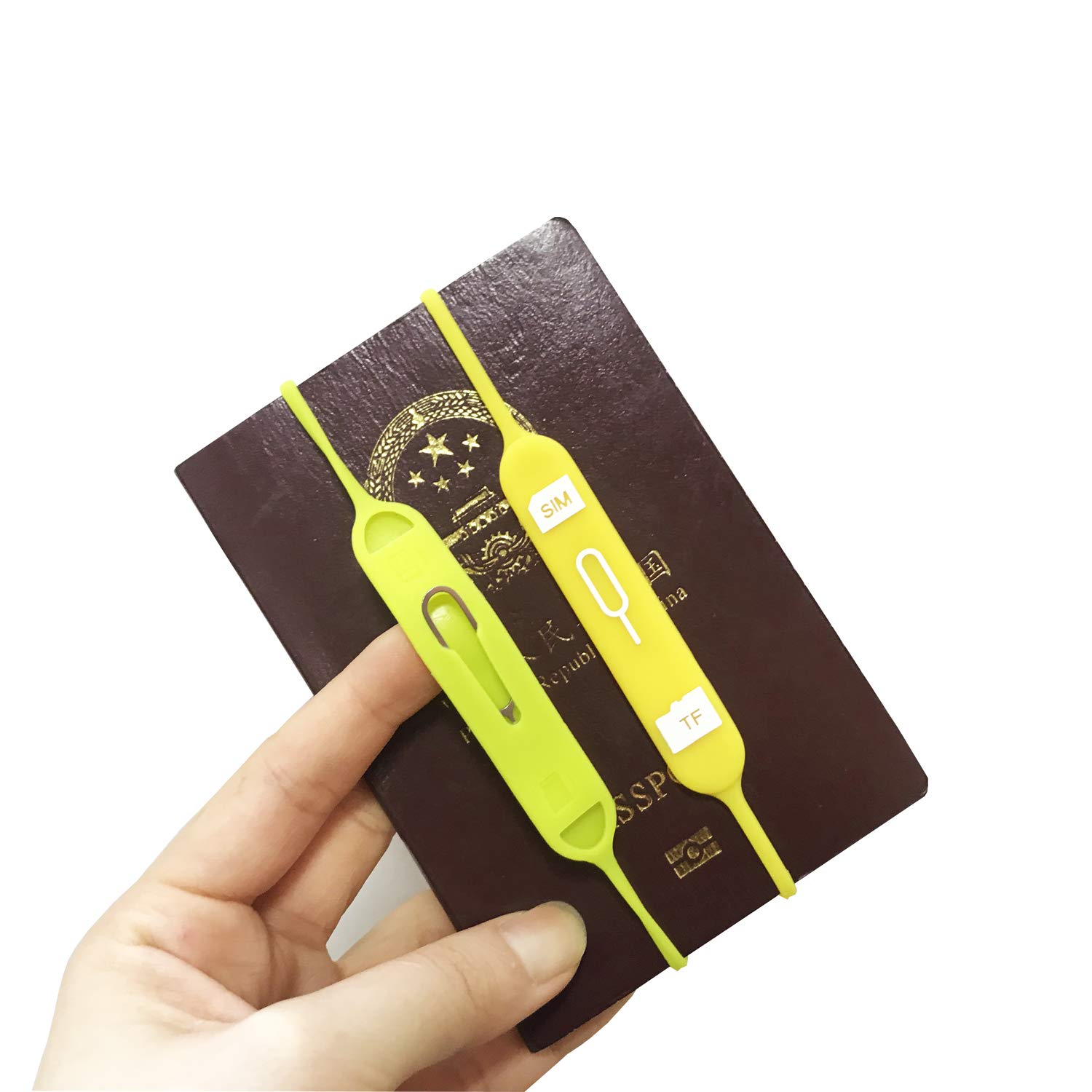 1Pc/2 Pack V4sim Cases Sim Card Holder/TF Card Holder Silicone Portable Safe Pin Needle Anti Lost SIM Card Holder (Green+Yellow)