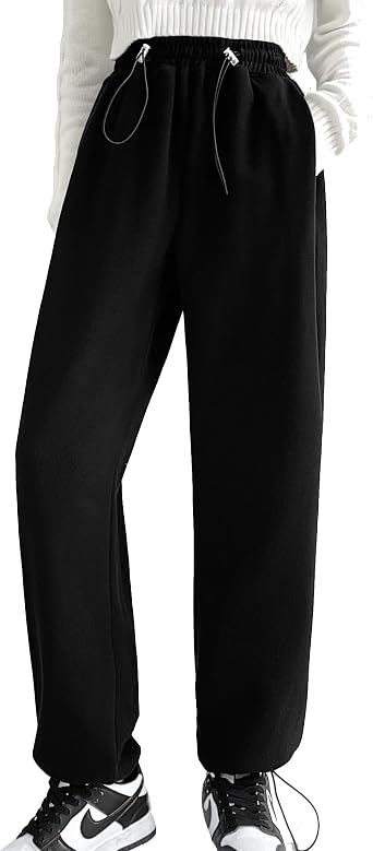 Womens Sweatpants Lounge Baggy Cinch Bottom Joggers with Pockets High Waist Pants Drawstring Trousers