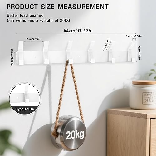 Miniatura 2 de Paquete de 2 percheros de montaje en pared, ganchos de pared de 17.3 pulgadas para colgar, perchero de pared para toallas, perchero para sombreros