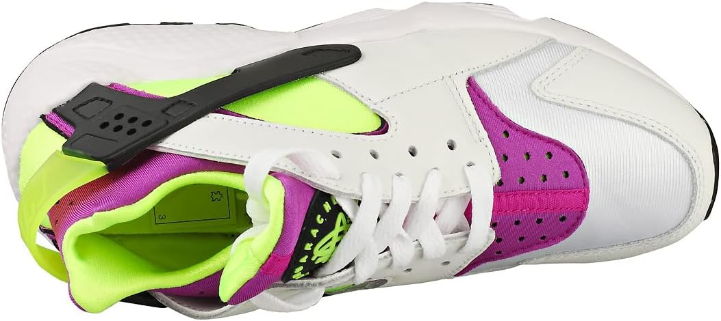 Nike Womens Air Huarache Running Shoe (5.5, White/Neon Yellow/Magenta, Numeric_5.5)