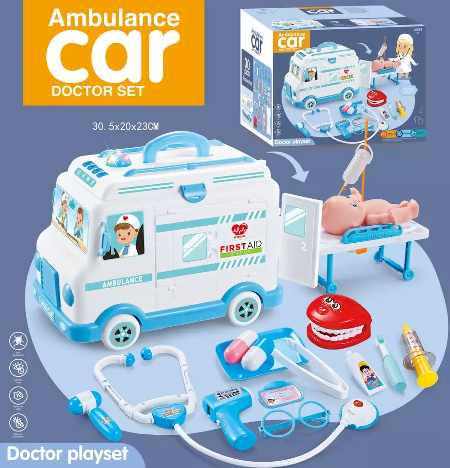 Ambulance Toy With Lights And Sound Doctor Set Kit Kids